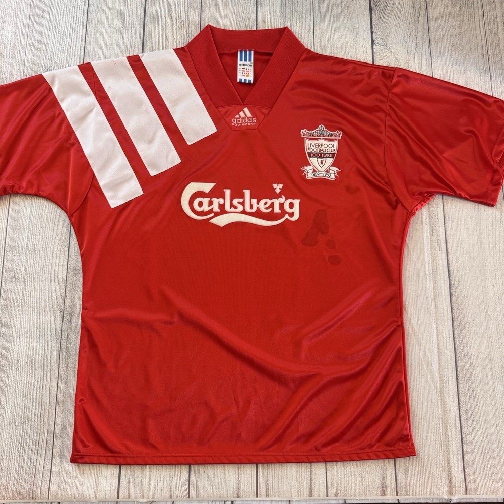 Rare VTG ADIDAS Liverpool Football Club 1992-93 Carlsberg Home Jersey 90s Red XL